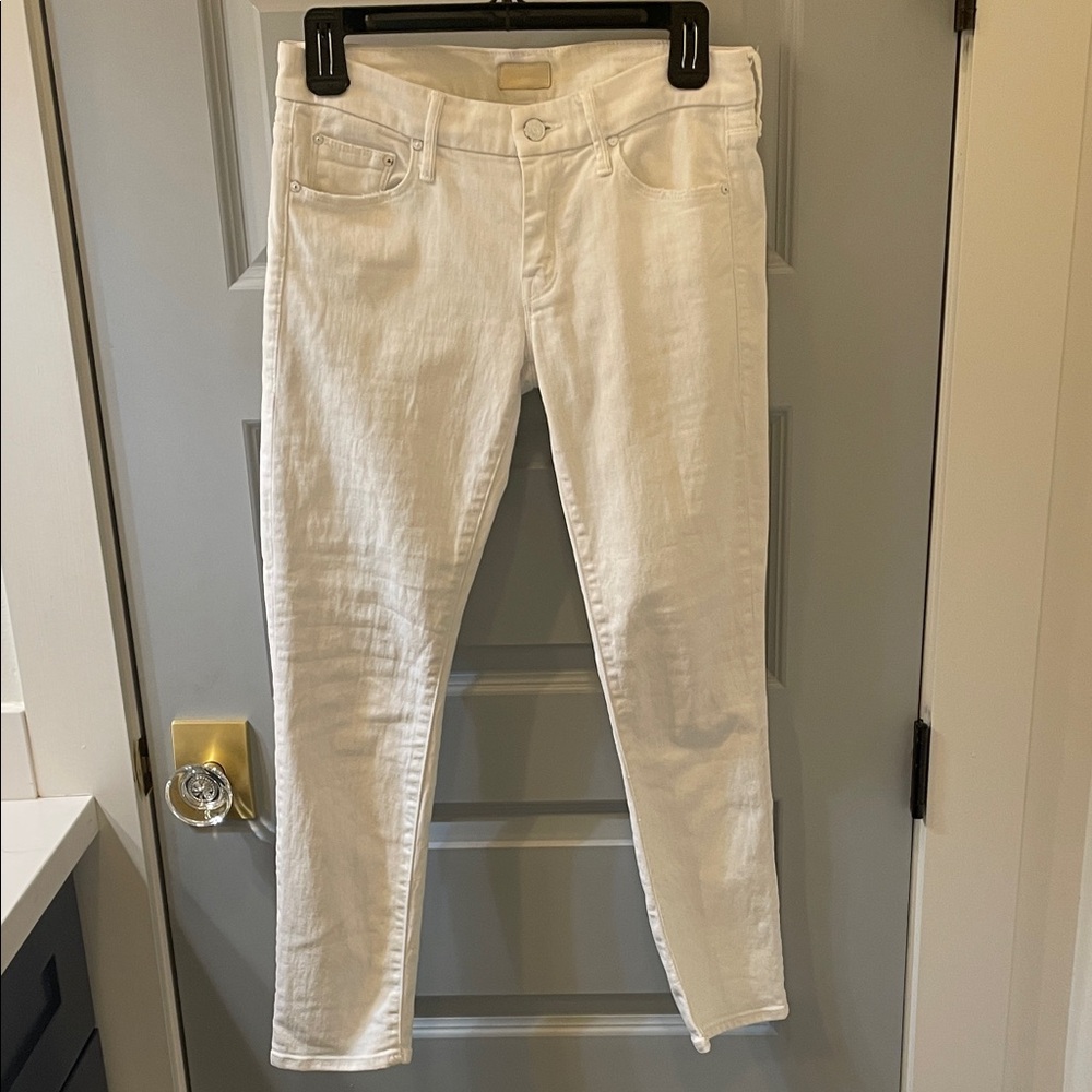 MOTHER Women's Crop White Skinny Jeans